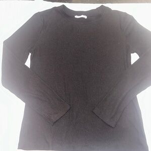 ZARA Ribbed Long Sleeve Top – Black